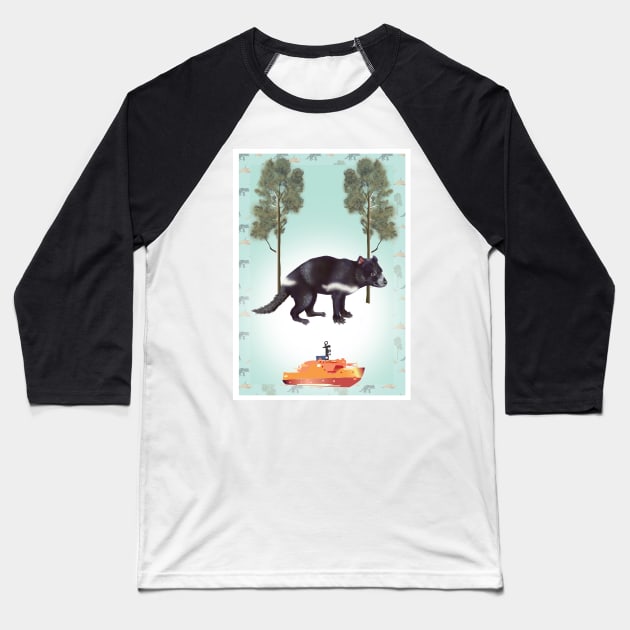 Tasmanian Devil in green Baseball T-Shirt by cintclare